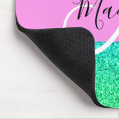 Glam Blue Green Glitter Sparkle Gradient Monogram Muismat (Hoek)
