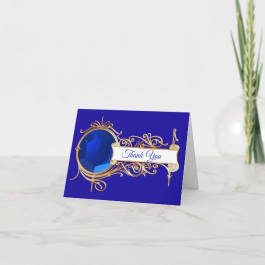 Glam Blue Sapphire Merci Carte Note (Devant)