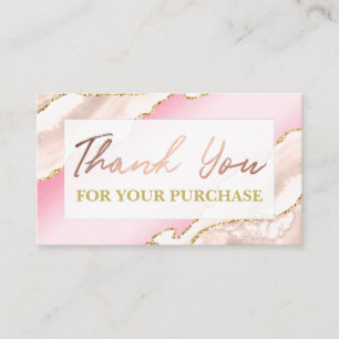 Glam Blush Pink Agate Hartelijk dank voor uw aanko Visitekaartje