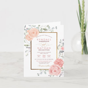 Glam Blush Pink Aquarelle Blossoms Spring Wedding