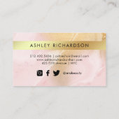 Glam Blush Pink en Faux Gold Social Media Visitekaartje (Achterkant)