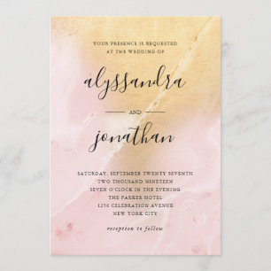 Glam Blush Pink en Gold Marble Kijk   Weddenschap Kaart