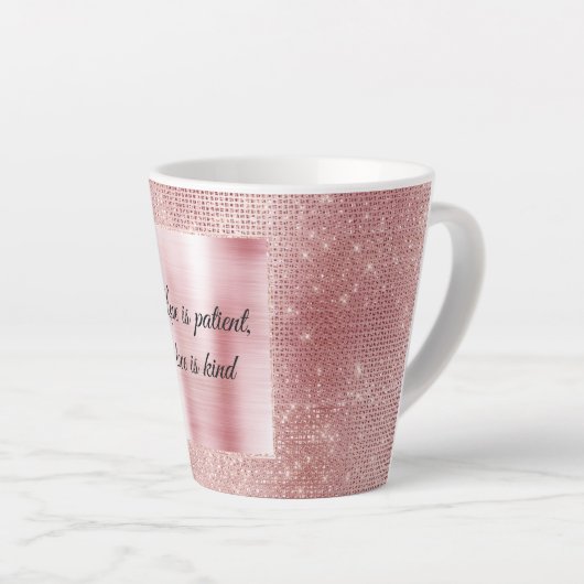 Glam Blush Pink Glitz Sparkle Latte Mok (Rechterhoek)