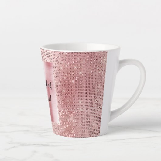 Glam Blush Pink Glitz Sparkle Latte Mok (Rechts)