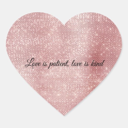 Glam Blush Pink Glitzy Sparkle Hart Sticker (Voorkant)