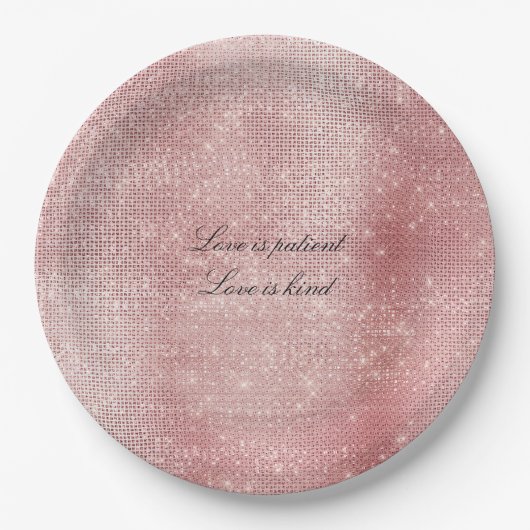 Glam Blush Pink Glitzy Sparkle Papieren Bordje (Voorkant)