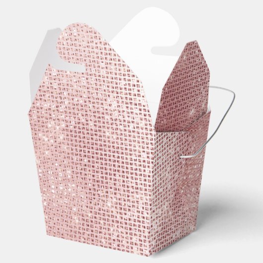 Glam Blush Pink Glitzy Sparkle Vieren Bedankdoosjes (Geopend)