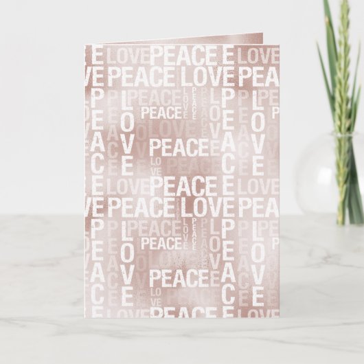 Glam Blush Pink Peace Love Kaart (Voorkant)