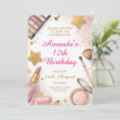 Glam Blush Pink Spa Birthday Party Kaart (Staand voorkant)