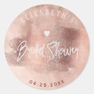 Glam blush roos gouden koper glitter vrijgezellenf ronde sticker