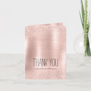 Glam Blush Roze Glitter Dank je Bedankkaart