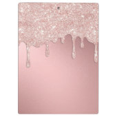 Glam Blush Roze Glitter Drip Folie Monogram Klembord (Achterkant)