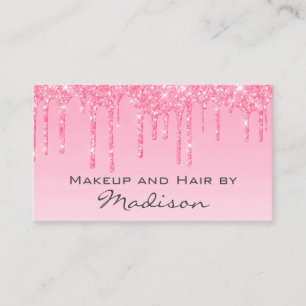 Glam Blush Roze Glitter Drips Visagist Visitekaartje