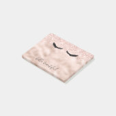 Glam Blush Roze Glitter Zwarte Wimpers Post-it® Notes (Schuin)