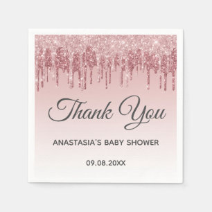 Glam Blush Roze Goud Glitters Bedankt Baby Shower Servet