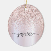 Glam Blush Roze Gouden Glitter Monogram Naam Lette Keramisch Ornament (Links)