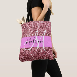 Glam Blush Roze Rose Gold Glitter Sparkle Monogram Draagtas