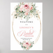 Glam Blush Rozen Gouden Bruiloftsontvangst Poster (Voorkant)
