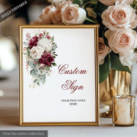 Glam Boho Bourgondië Wit Huwelijk Custom Sign
