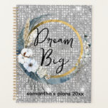 Glam Boho Céleste Lune Faux Parties scintillant Ar<br><div class="desc">Design de nom personnalisable avec parties scintillant en faux argent glamour arrière - plan bokeh avec lune florale boho.</div>