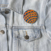 Glam Boho Oranje Blue Peacock Feathers Ronde Button 5,7 Cm (In situ)