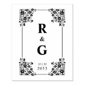 Glam Botanical Frame Wedding Initials Rubberstempel (Afrduk)