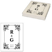 Glam Botanical Frame Wedding Initials Rubberstempel (Gestempeld)