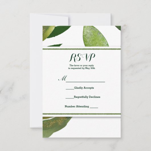 Glam Botanique Vert Plante Mariage Feuilles RSVP (Devant)
