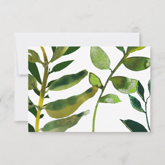 Glam Botanique Vert Plante Mariage Feuilles RSVP (Dos)