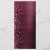 Glam Bourgogne Glitter Brushed Metal Wedding Menu (Achterkant)