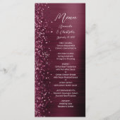 Glam Bourgogne Glitter Brushed Metal Wedding Menu (Voorkant)
