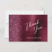 Glam Bourgogne Metallic Wedding Flat Bedankt Kaart (Voorkant)