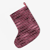 Glam Bourgogne Red Glitter Stripes Grote Kerstsok (Achterkant (Hangend))