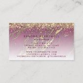 Glam Bourgogne Red Gold Marble Glitter Script Visitekaartje (Achterkant)