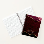 Glam Bourgogne Velvet Agate Geode Gold Script Notitieboek (Binnen)