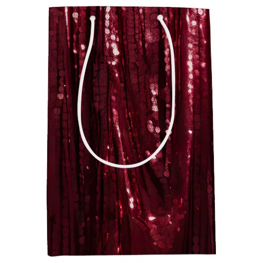 Glam Bourgondië rood glitzy bruiloft Medium Cadeauzakje (Voorkant)