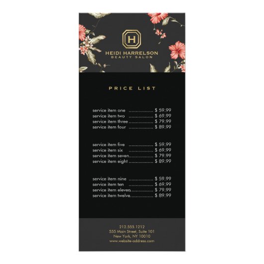 Glam Box Logo Monogram  Bloemen Designer Reclamekaart (Voorkant)