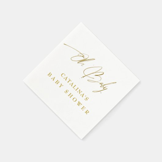Glam Bright Gold Script Baby shower servetten (Hoek)