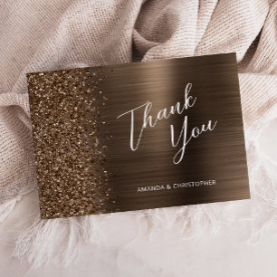 Glam Bronzen Metallic Trouwkaart Bedankt Kaart