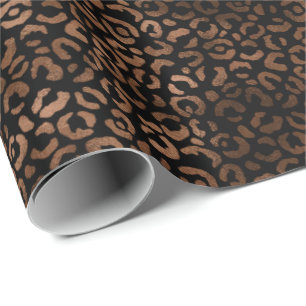 Glam Brown Black Leopard Print Cadeaupapier