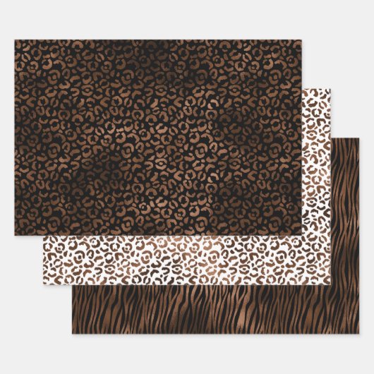 Glam Brown Black Leopard Print Inpakpapier Vel (Set)
