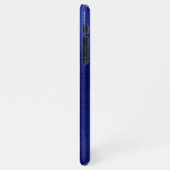 Glam Brushed Metallic Royal Blue Monogram iPhone Hoesje (Linkerkant)