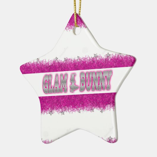 Glam Bunny Pink Star-kerstversiering Keramisch Ornament (Links)