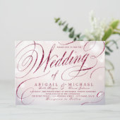 Glam burgundy calligraphy vintage bruiloft kaart (Staand voorkant)