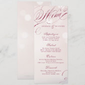 Glam burgundy calligraphy vintage bruiloft menu (Voorkant / Achterkant)
