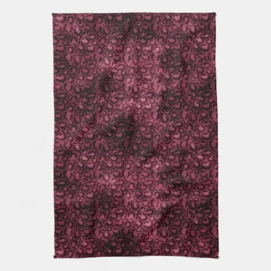Glam Burgundy Leopard Print Theedoek (Verticaal)
