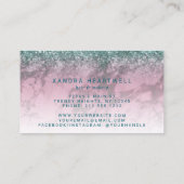 Glam Burgundy Marble Teal Glitter Script Stylist Visitekaartje (Achterkant)