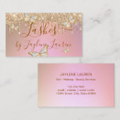 Glam Butterfly Lashes Roos Gold Glitter Drivers Visitekaartje (Voorkant / Achterkant)