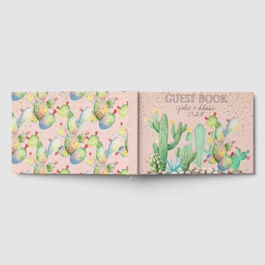 Glam Cactus bruiloft aangepaste gastenboek (Volledig)