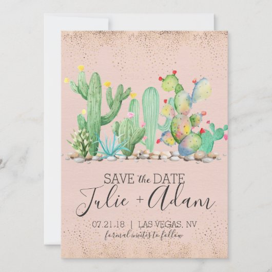 Glam Cactus Bruiloft Save The Date (Voorkant)